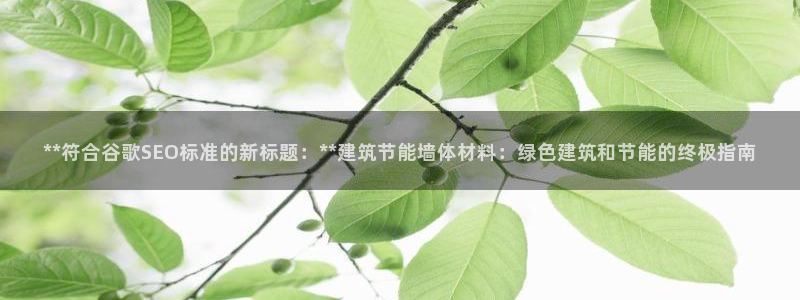 e尊国际娱乐官网地址：**符合谷歌SEO标准的新标题：**建筑节能墙体材料：绿色建筑和节能的终极指南
